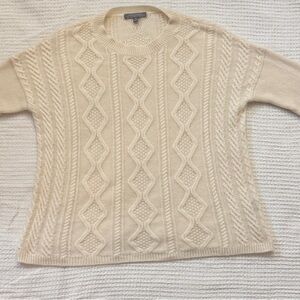 Neiman Marcus 100% Cashmere Cable Knit Sweater Women’s Medium Cream Ivory